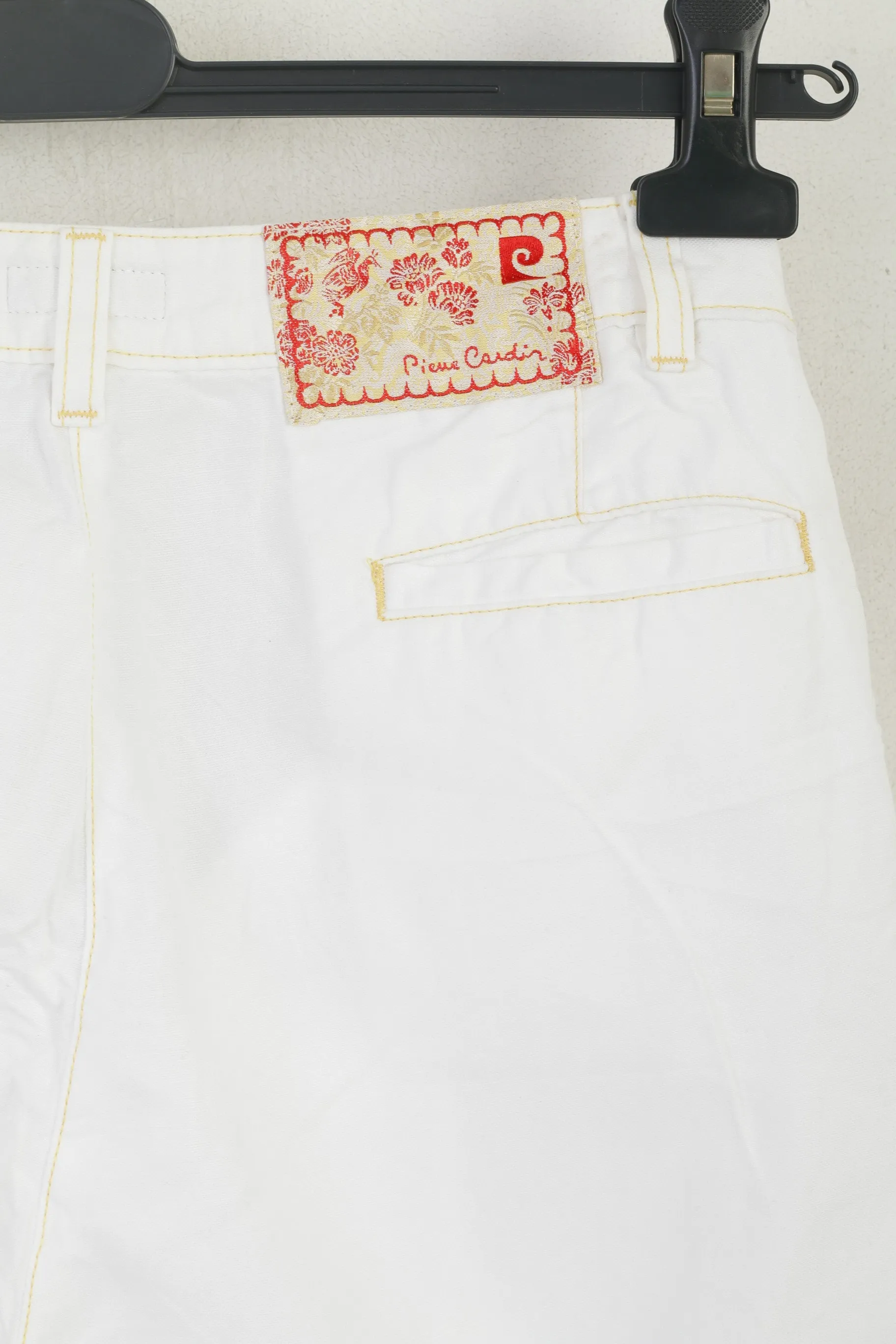 New Pierre Cardin Women 38 M Capri Trousers White Cinfy Cotton Linen Cropped Pants