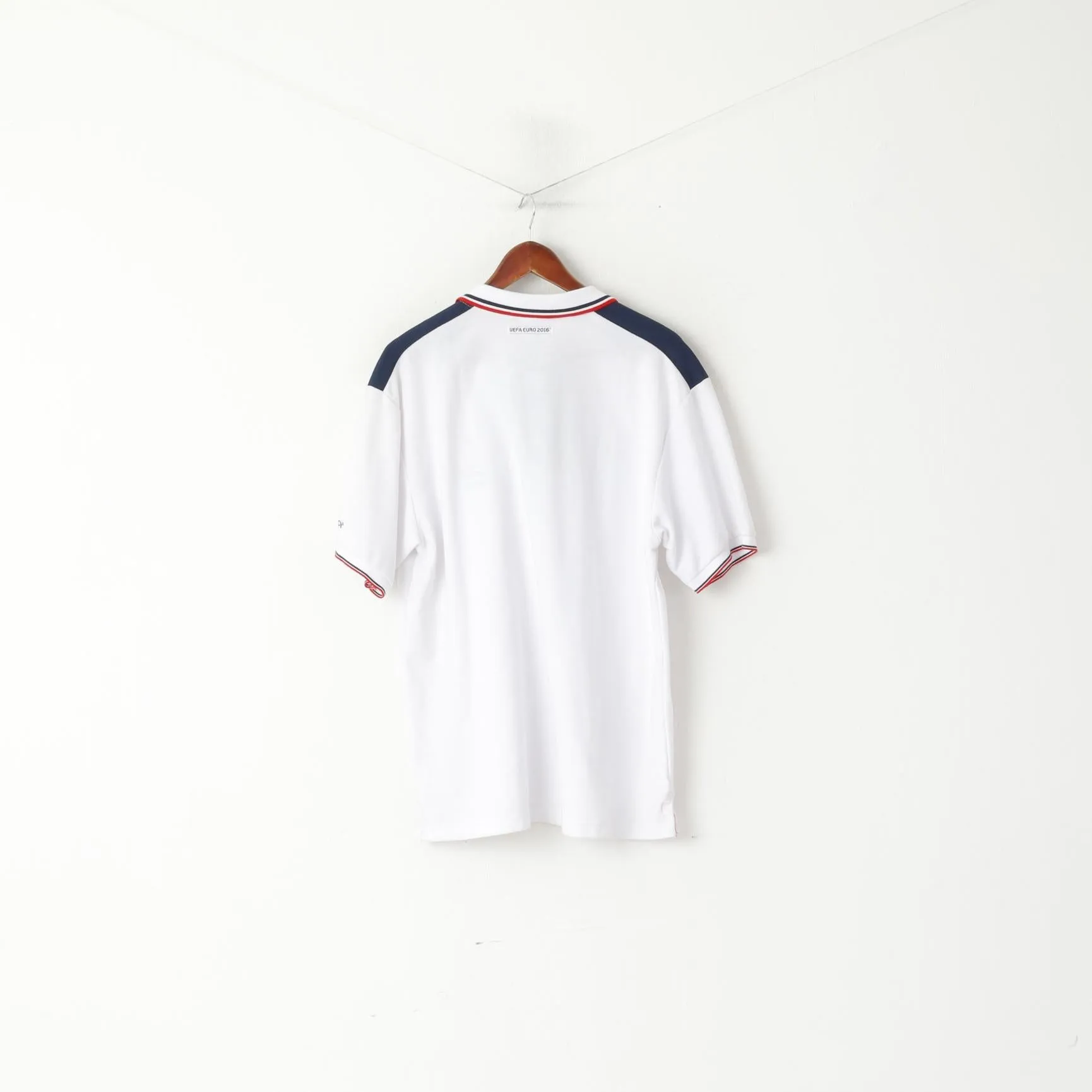 New UEFA Euro 2016 France Men XL Polo Shirt White Cotton England Official Top