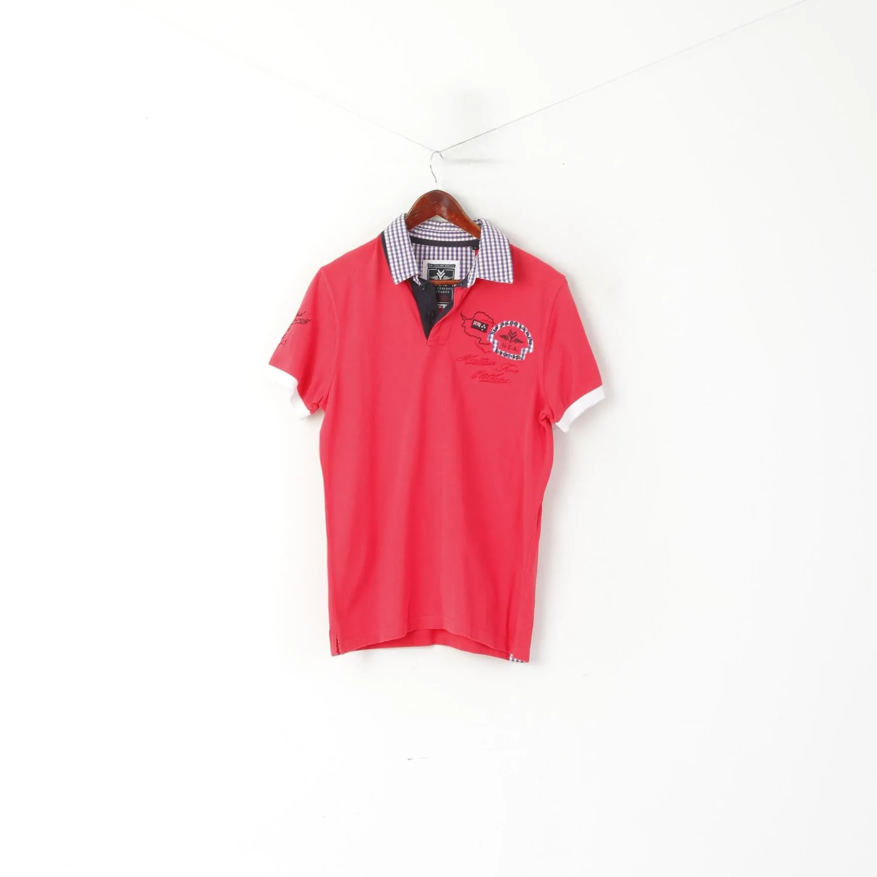 New Zealand Auckland Men S Polo Shirt Red Cotton Heritage Short Sleeve Top