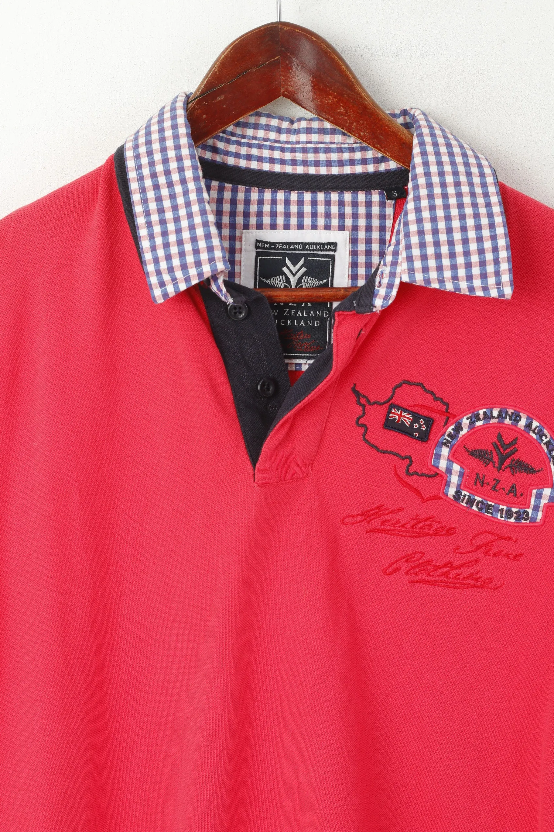 New Zealand Auckland Men S Polo Shirt Red Cotton Heritage Short Sleeve Top