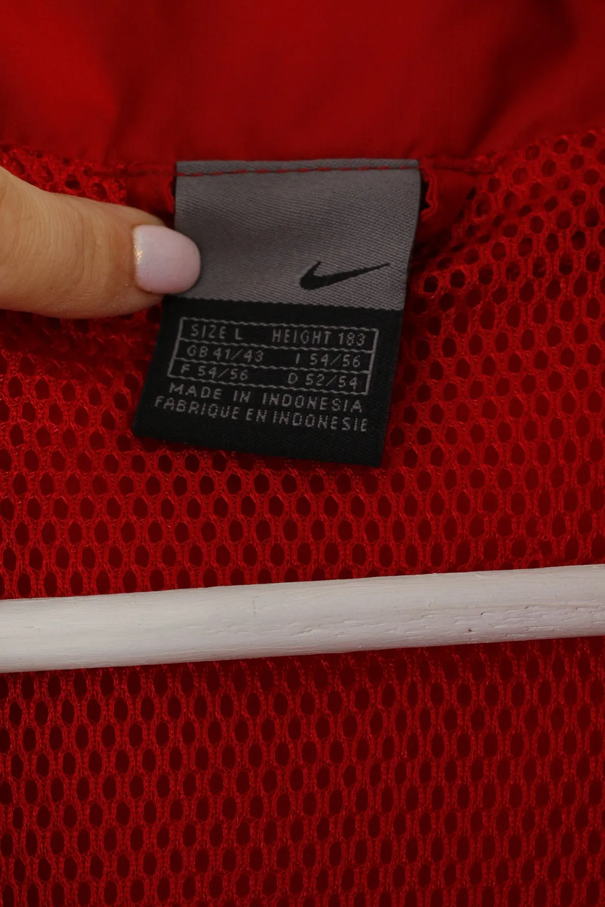 Nike Men L Jacket Red Active Full Zipper Nylon Sportswear Football Top