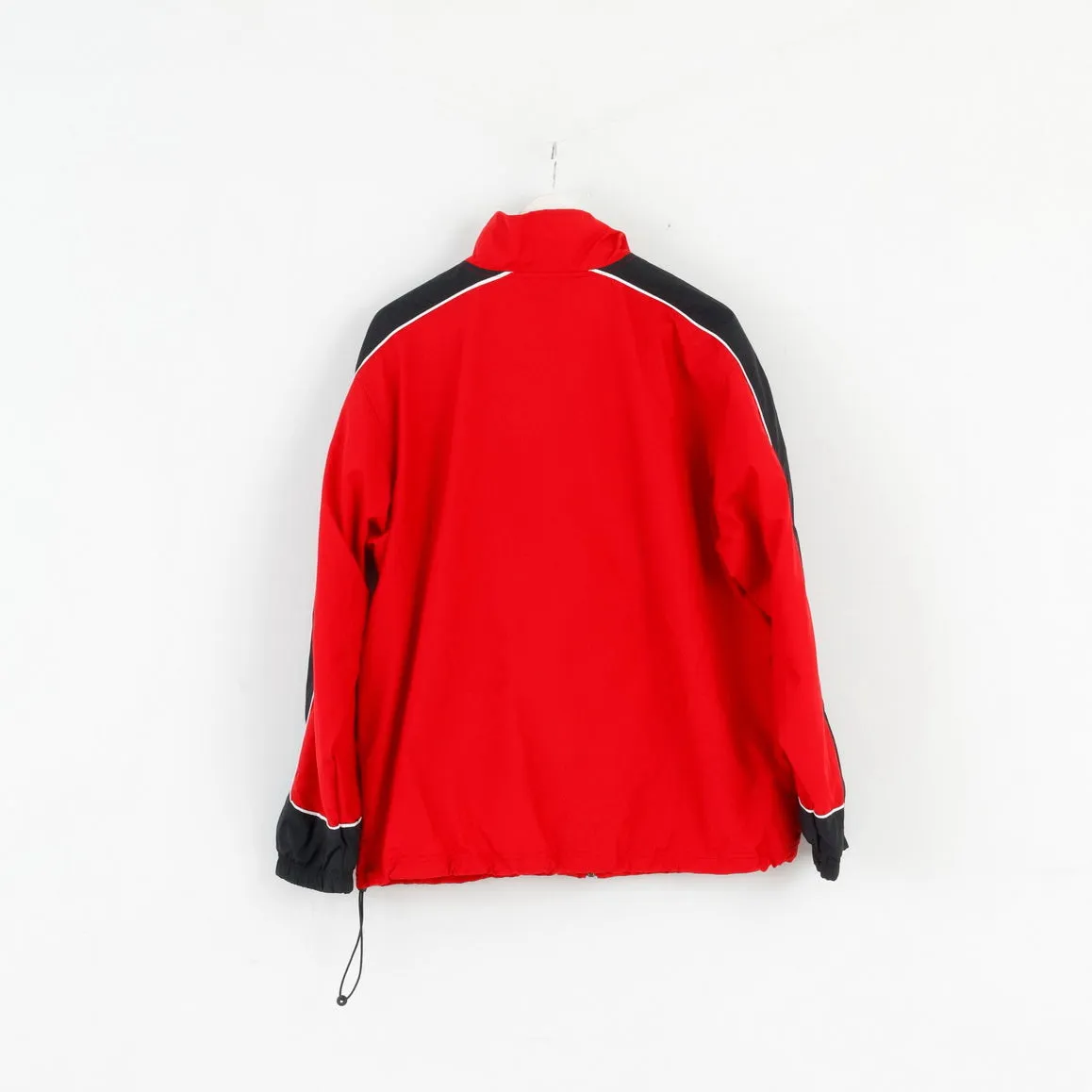 Nike Men L Jacket Red Active Full Zipper Nylon Sportswear Football Top