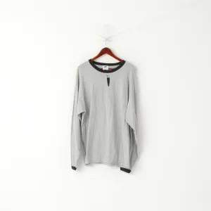 Nike Men L Shirt Grey Cotton Vintage 90s Long Sleeve Oversize Oldschool Top