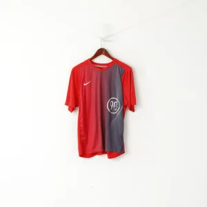 Nike Men L Shirt Red Football Activewear 90 Vintage Sport Training Jersey Top
