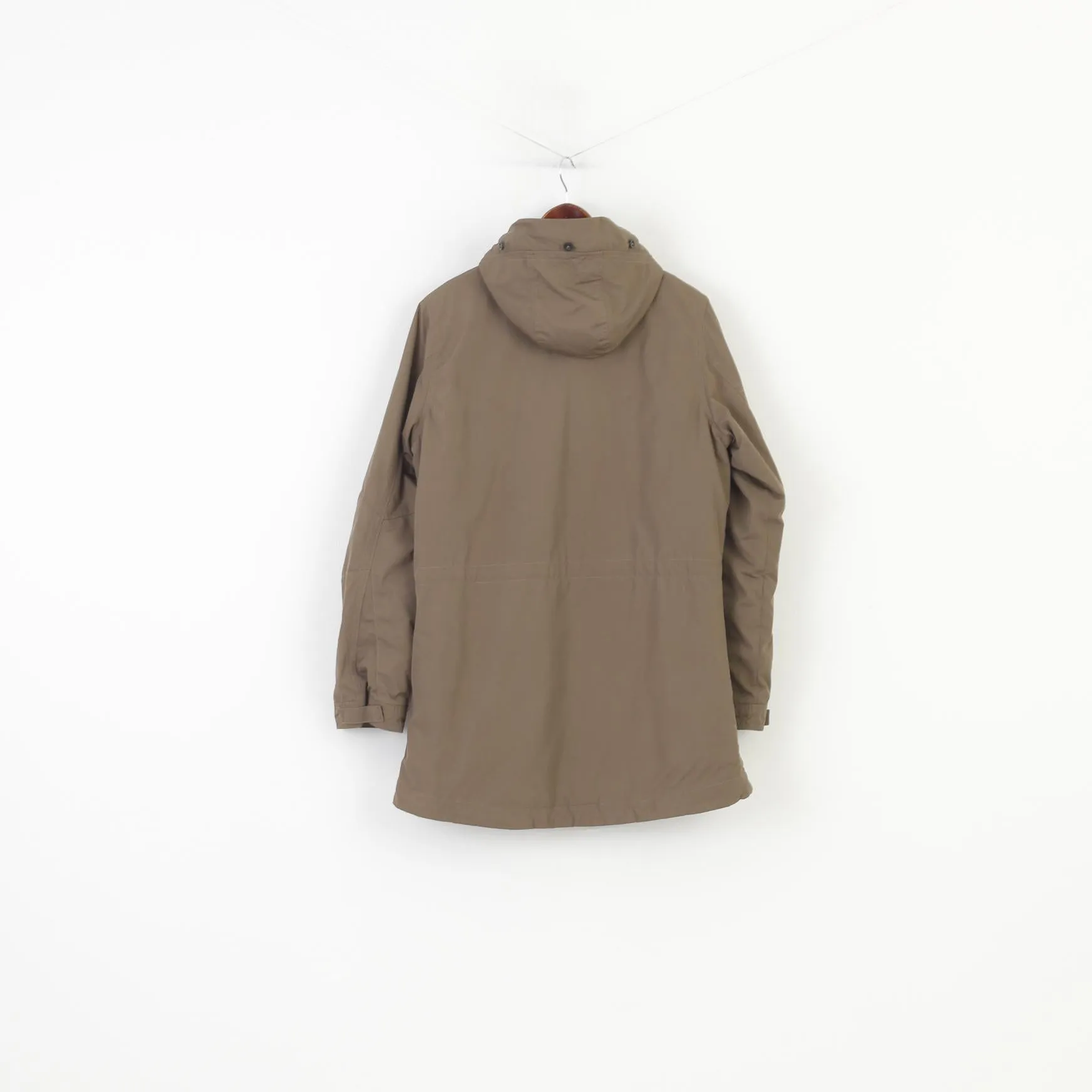 Nike Woman L Jacket Khaki Ful Zipper Hood Padded Pockets Vintage Top