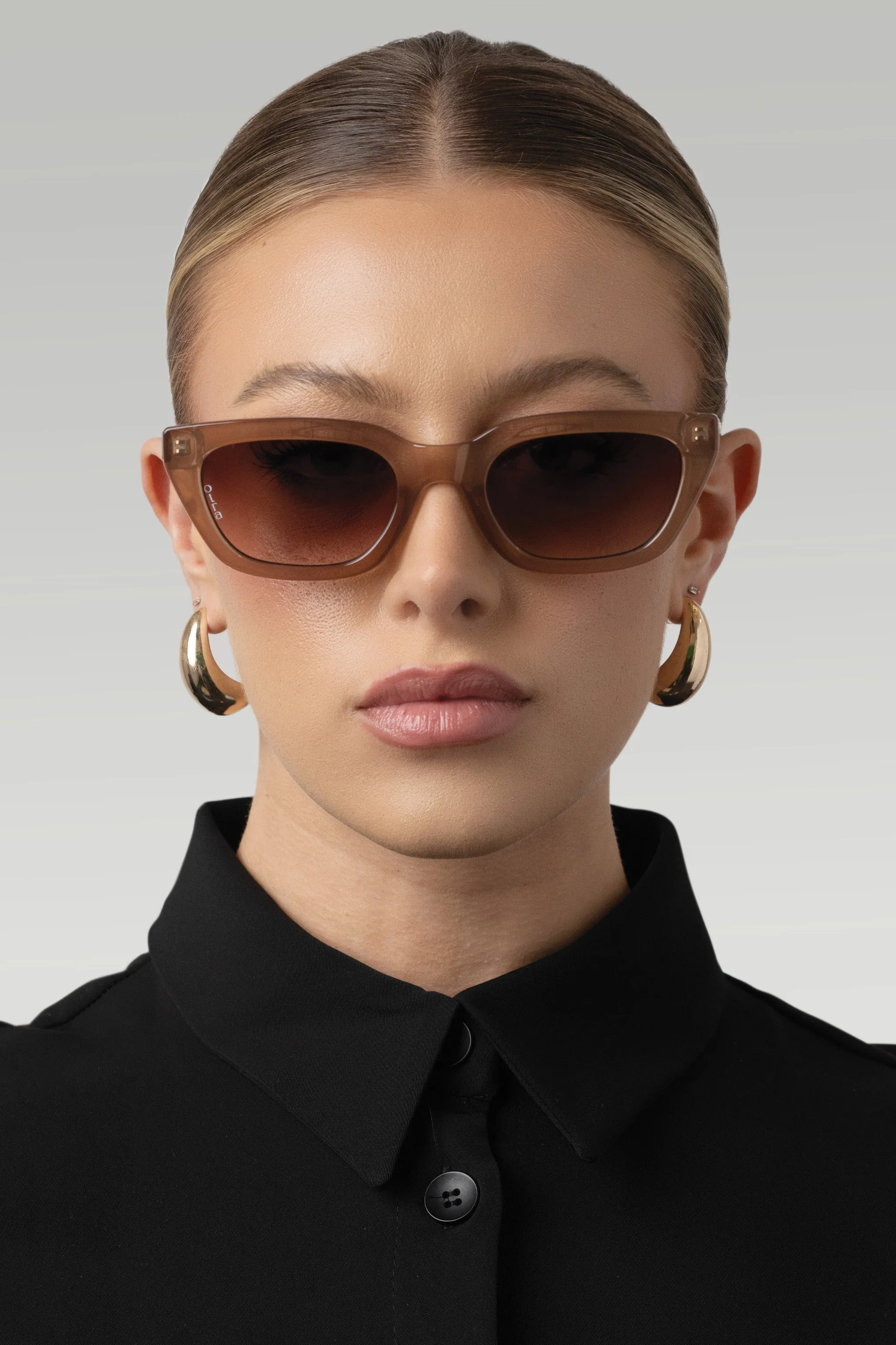 Nove | Otra Brown Slim Rounded Cat Eye Sunglasses Club L London