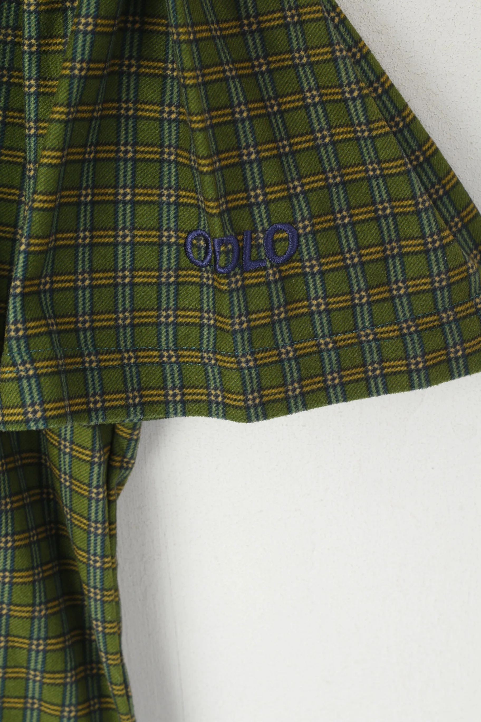 Odlo Men XL Casual Shirt Green Checkered Outdoor Sportswear Tourist Short Sleeve Top