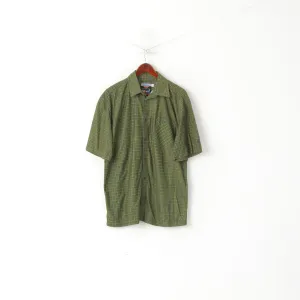 Odlo Men XL Casual Shirt Green Checkered Outdoor Sportswear Tourist Short Sleeve Top