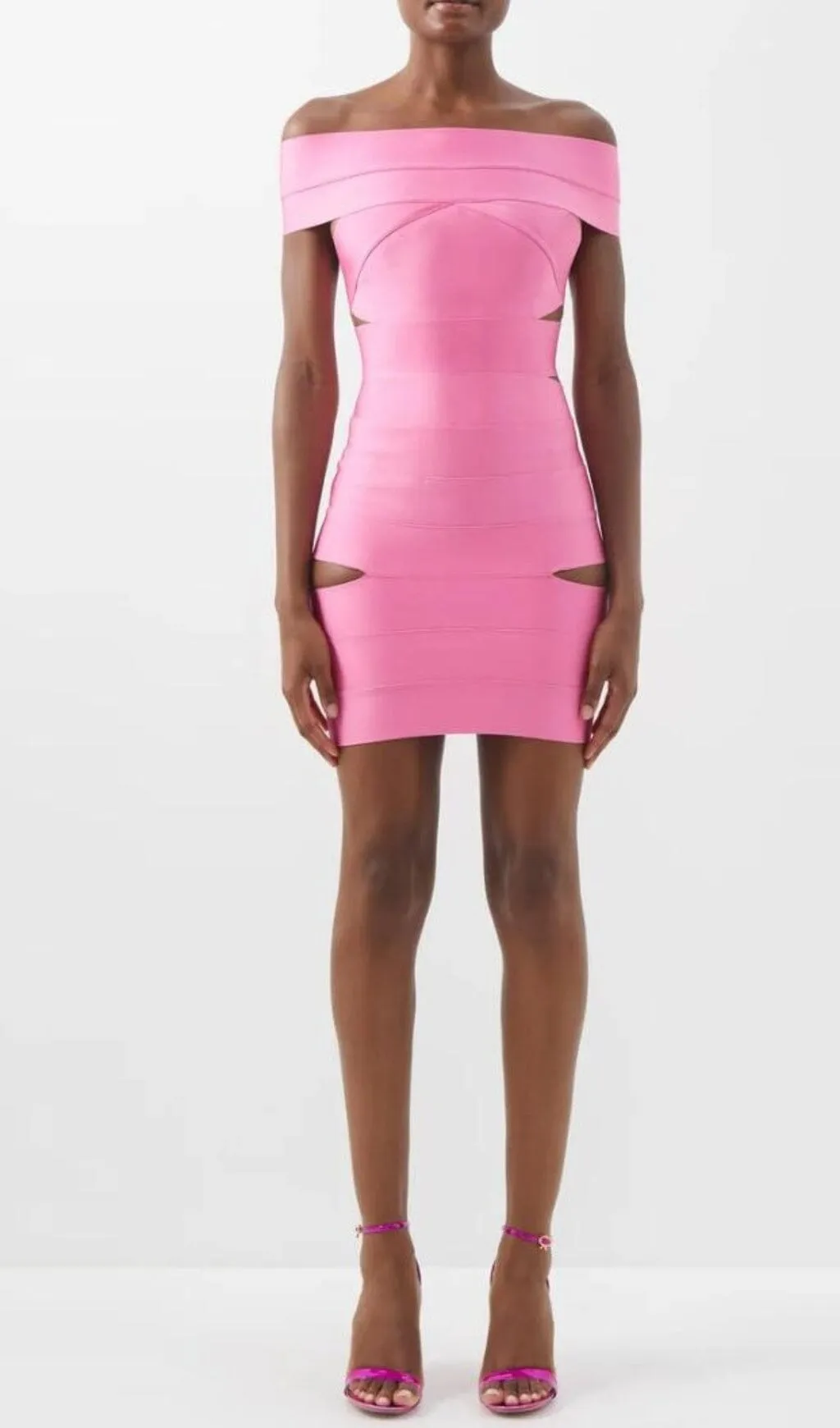 Off SHOULDER CUTOUT MINI DRESS IN PINK Gloria Lanvin