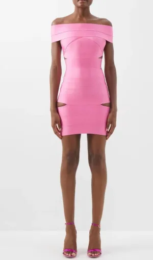 Off SHOULDER CUTOUT MINI DRESS IN PINK Gloria Lanvin