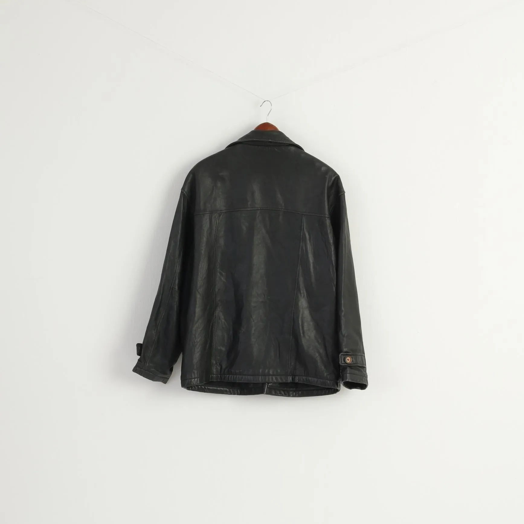 Offset Wear Men L Jacket Black Leather Soft Pilot Full Zipper Vintage Classic Top