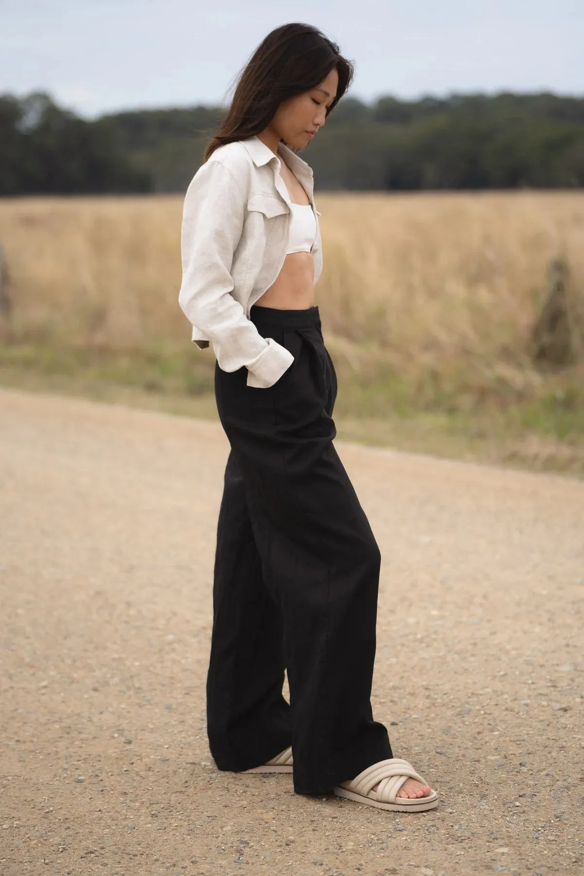 Oli Linen Pants - Black