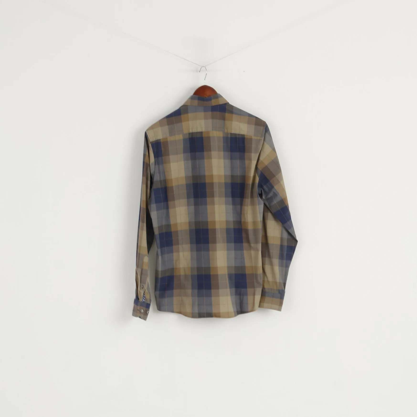 Olymp Level Five Men 16" 41 L  Casual Shirt Brown Check Body Fit Long Sleeve Top