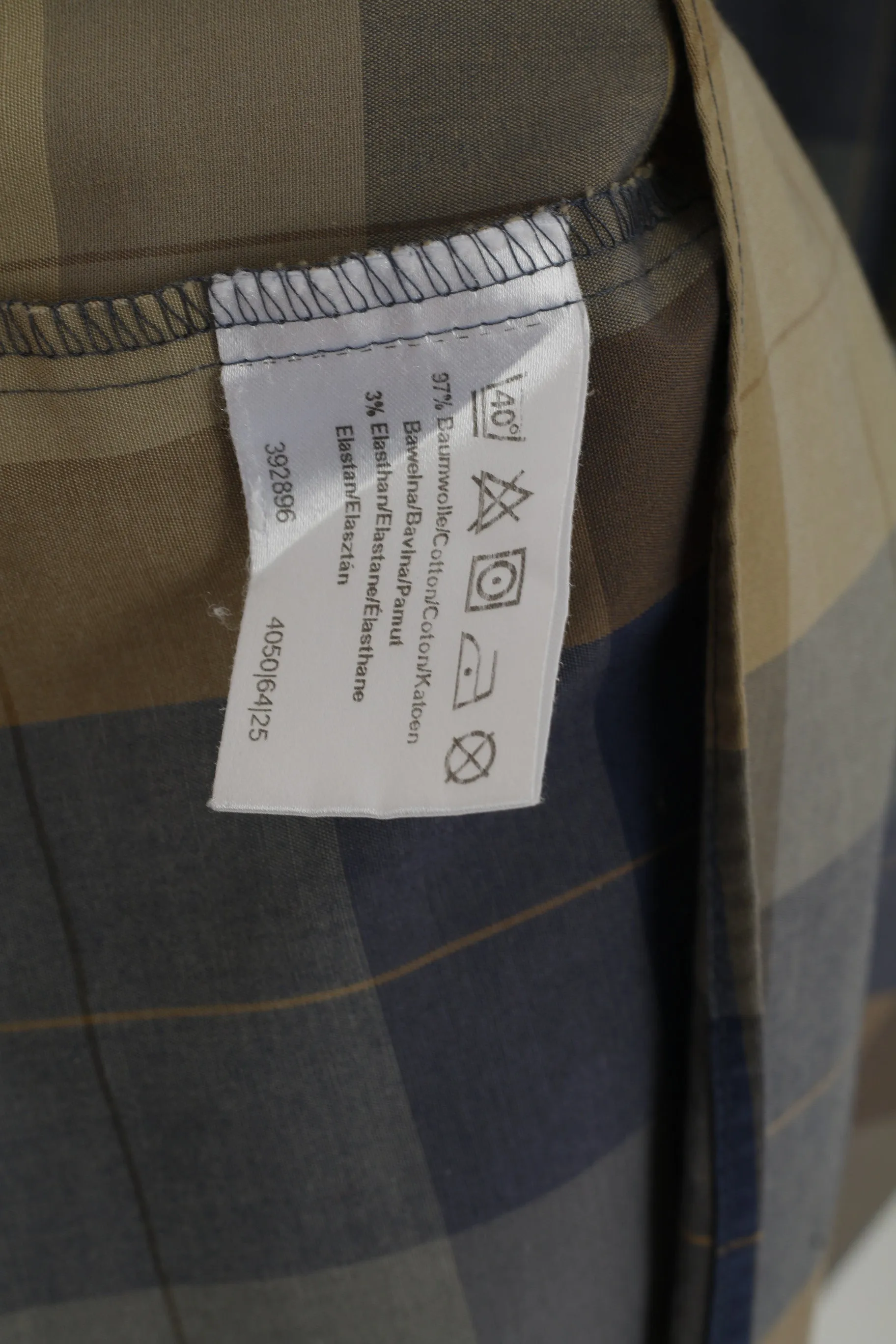 Olymp Level Five Men 16" 41 L  Casual Shirt Brown Check Body Fit Long Sleeve Top