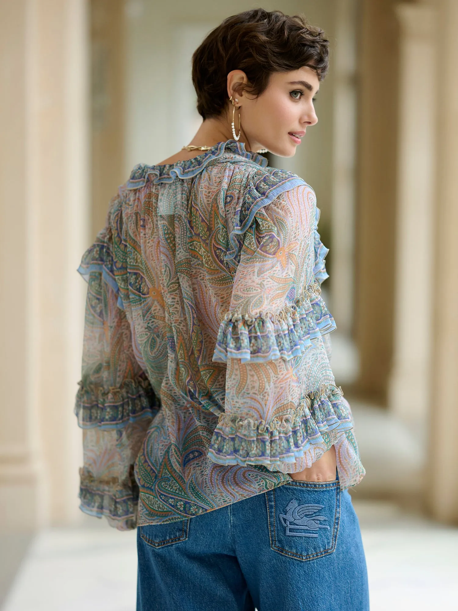 Orella Ruffle Silk Blouse