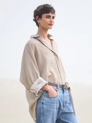 Organza Embroidered Cuff Shirt