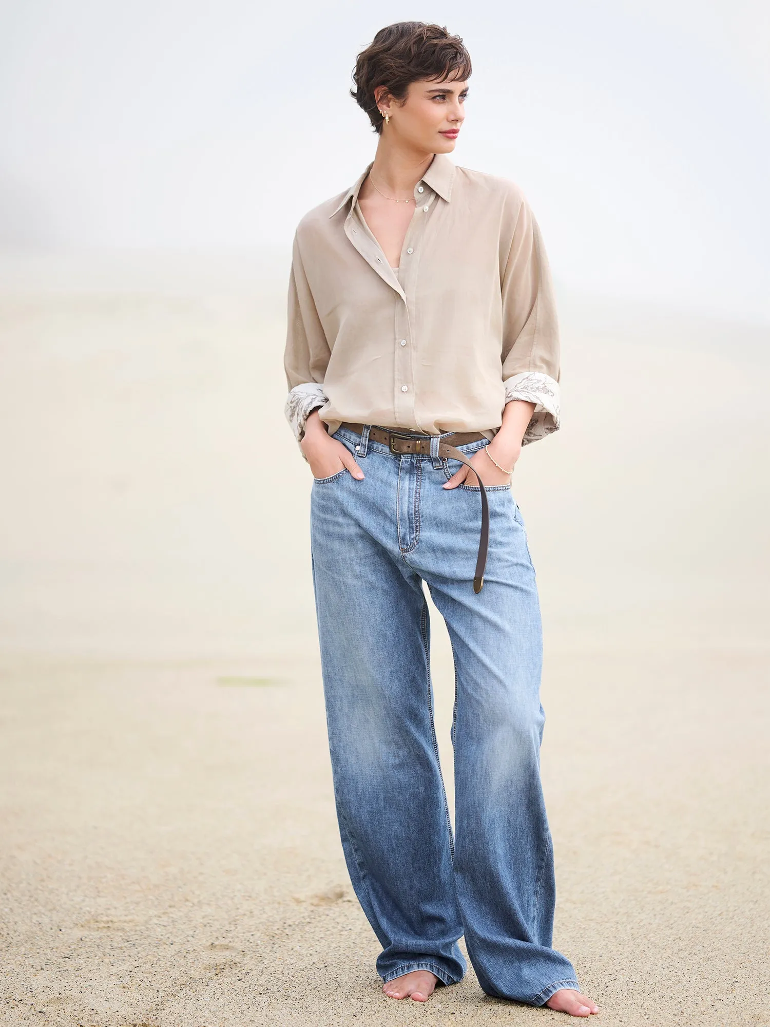 Organza Embroidered Cuff Shirt