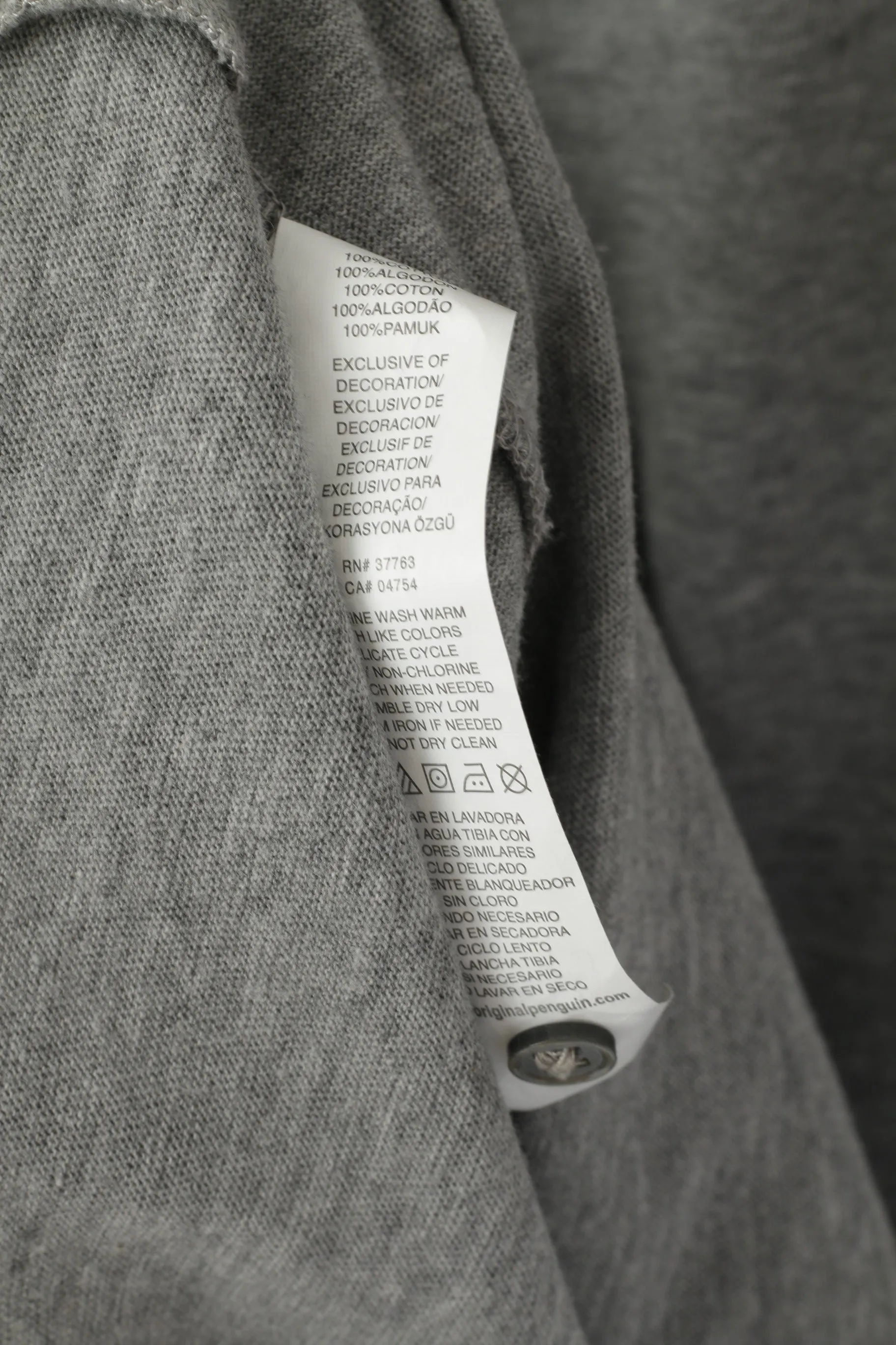 Original Penguin Men L Polo Shirt Grey Classic Fit Grey Sport Cotton Short Sleeve Top