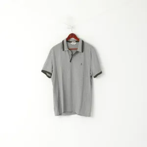 Original Penguin Men L Polo Shirt Grey Classic Fit Grey Sport Cotton Short Sleeve Top
