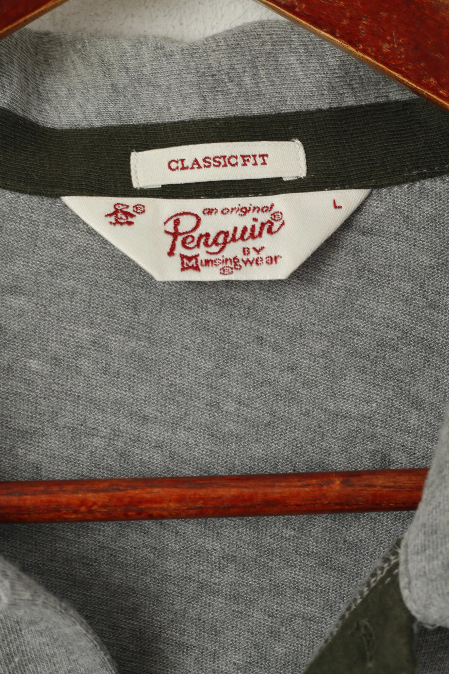 Original Penguin Men L Polo Shirt Grey Classic Fit Grey Sport Cotton Short Sleeve Top