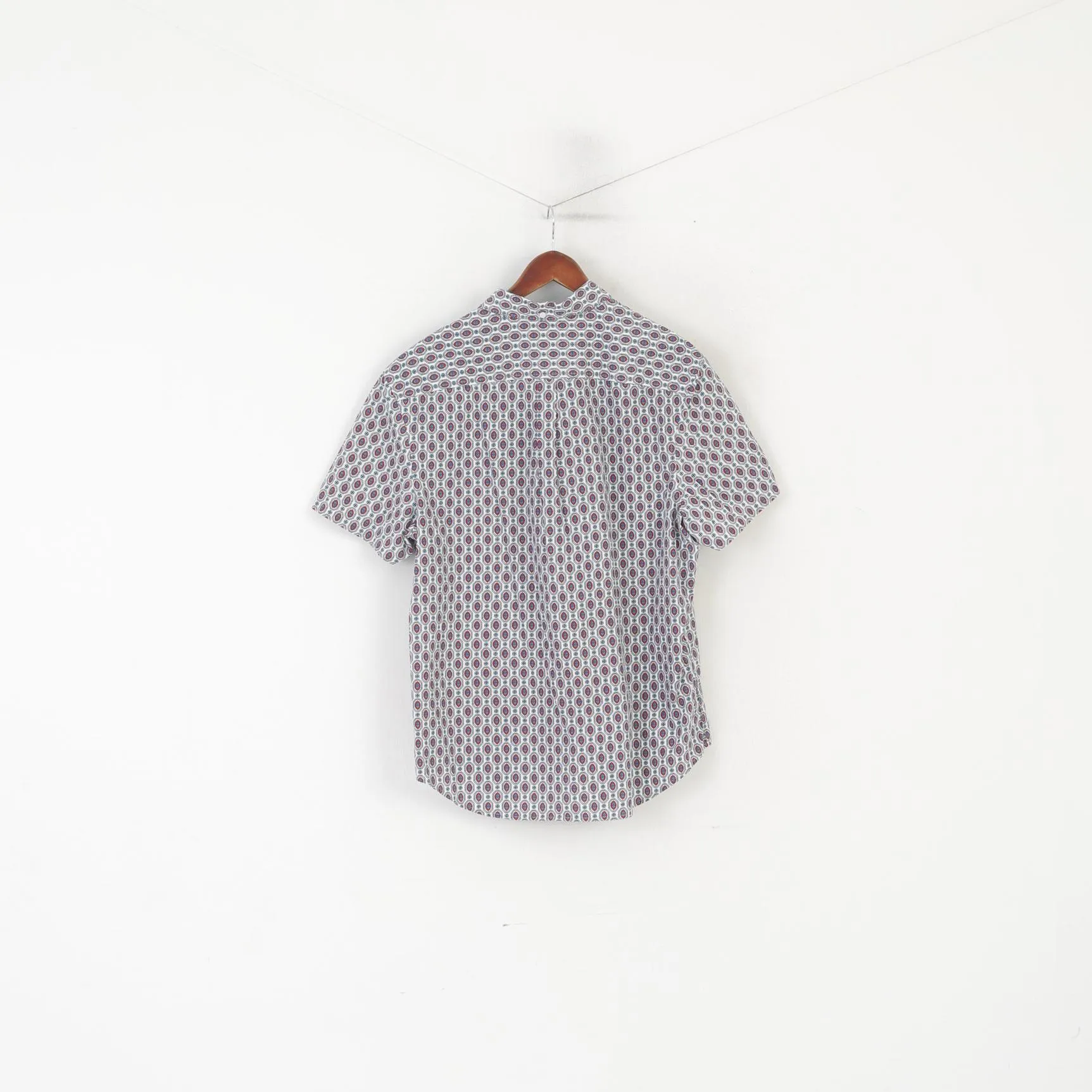 Original Penguin Men XL Casual Shirt White Printed Cotton Short Sleeve Pocket Top