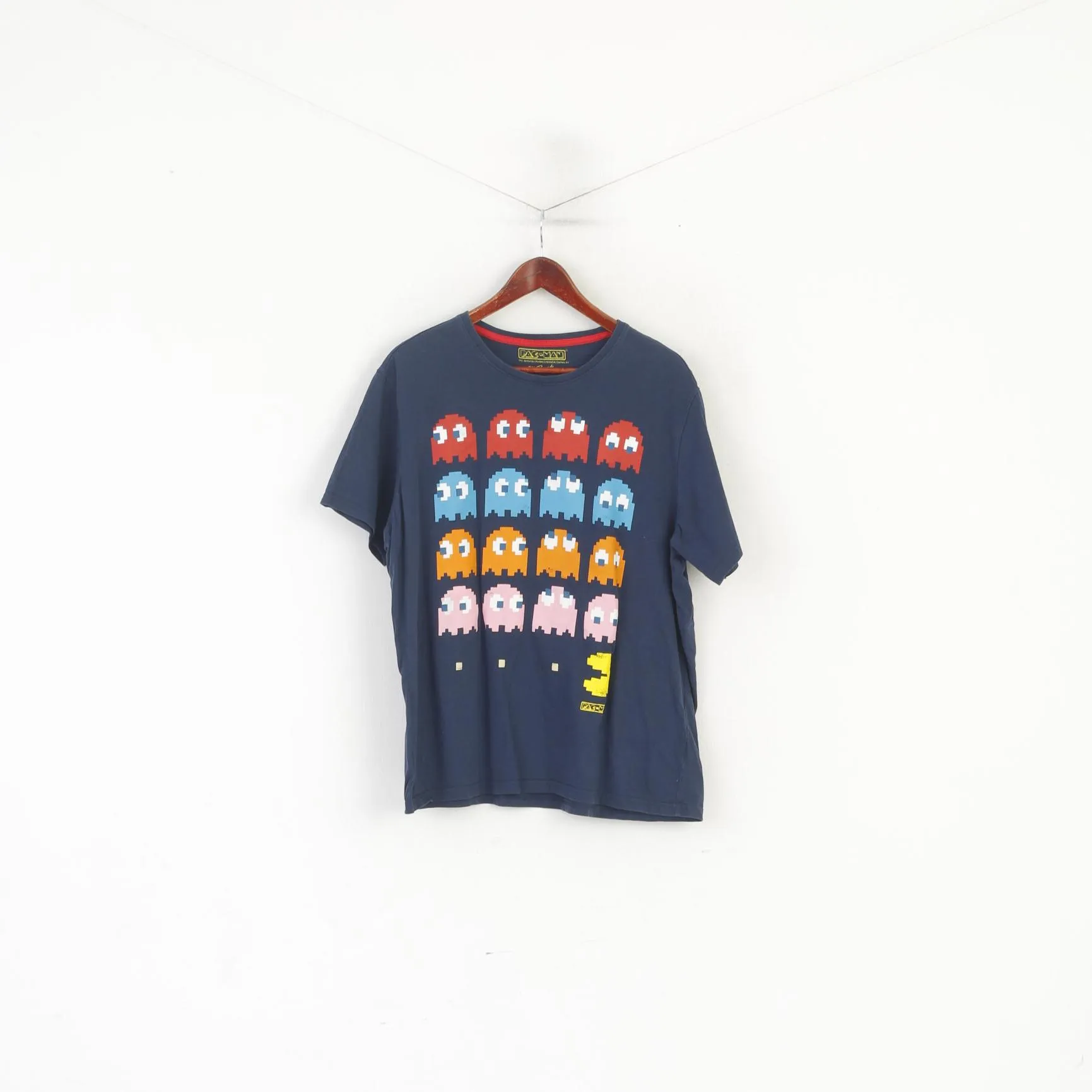 Pac-Man by Branado Men XL Shirt Navy Cotton Graphic Game Pac-Man Top