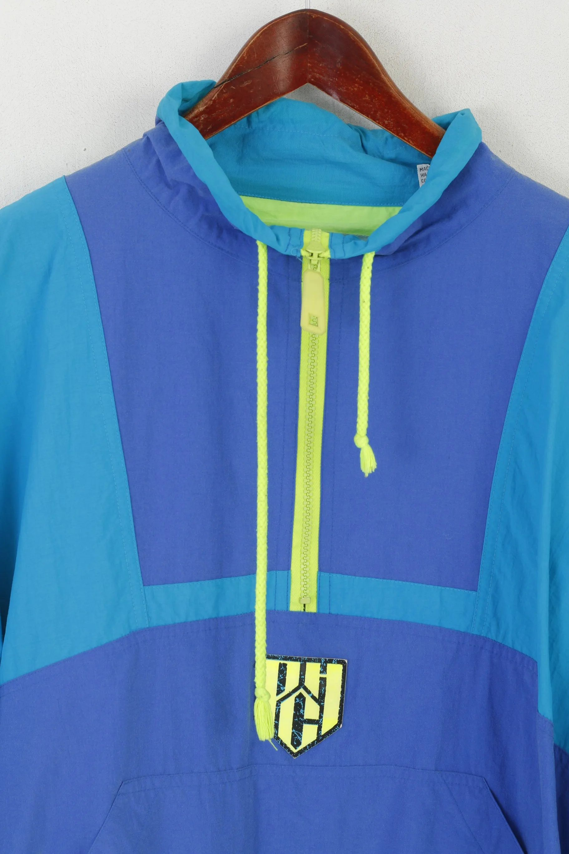 Pacific Coast Highway Men L (M) Pullover Jacket Turquoise Vintage 80s Sport Festival Top
