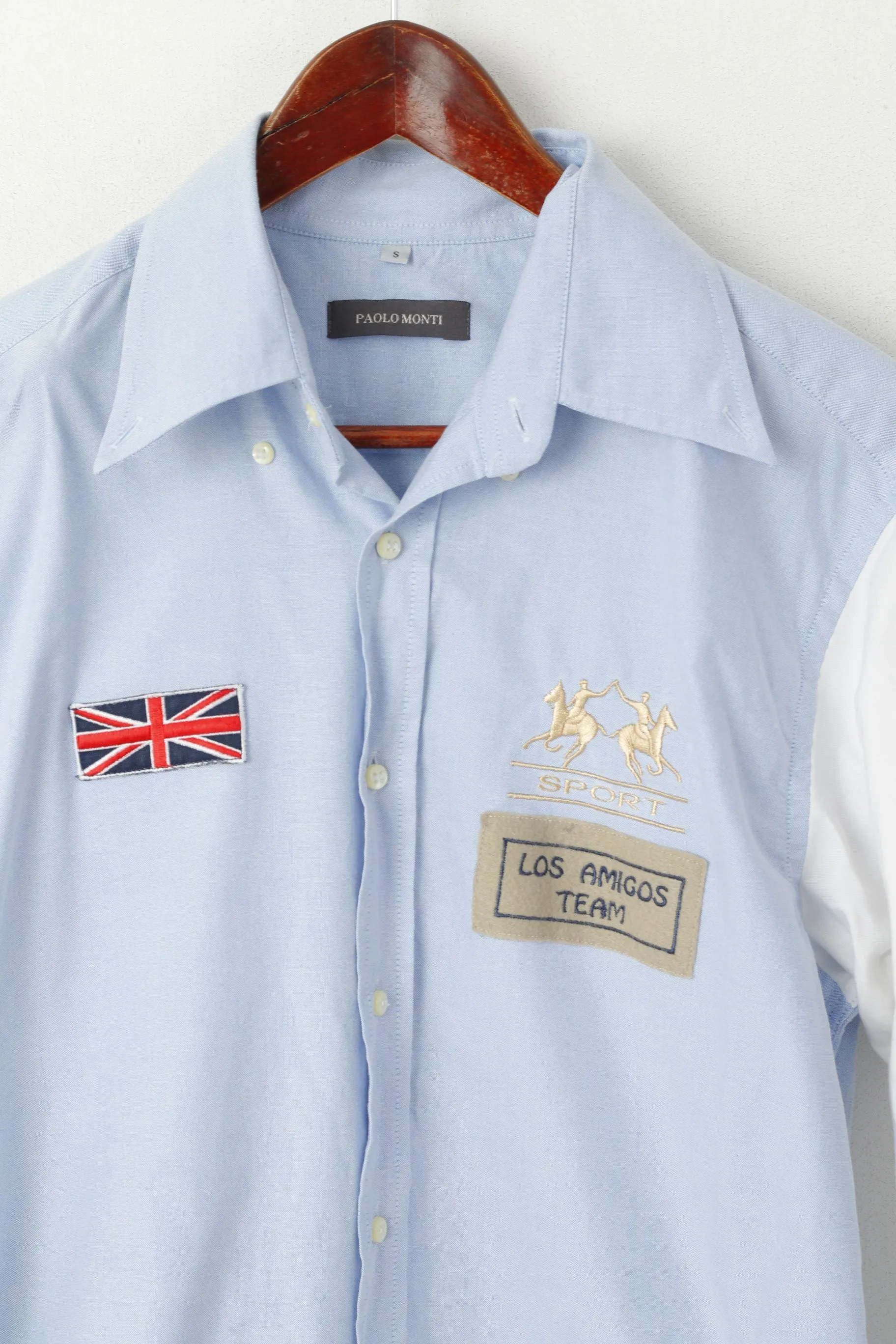 Paolo Monti Men S Casual Shirt Blue Cotton Los Amigos Team Australia #1 Top