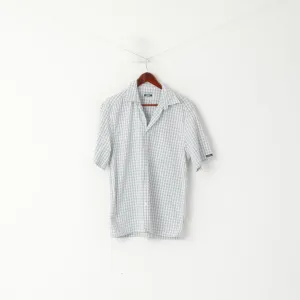 Paul Smith Jeans Men M Casual Shirt Grey Cotton  Check Short Sleeve Top