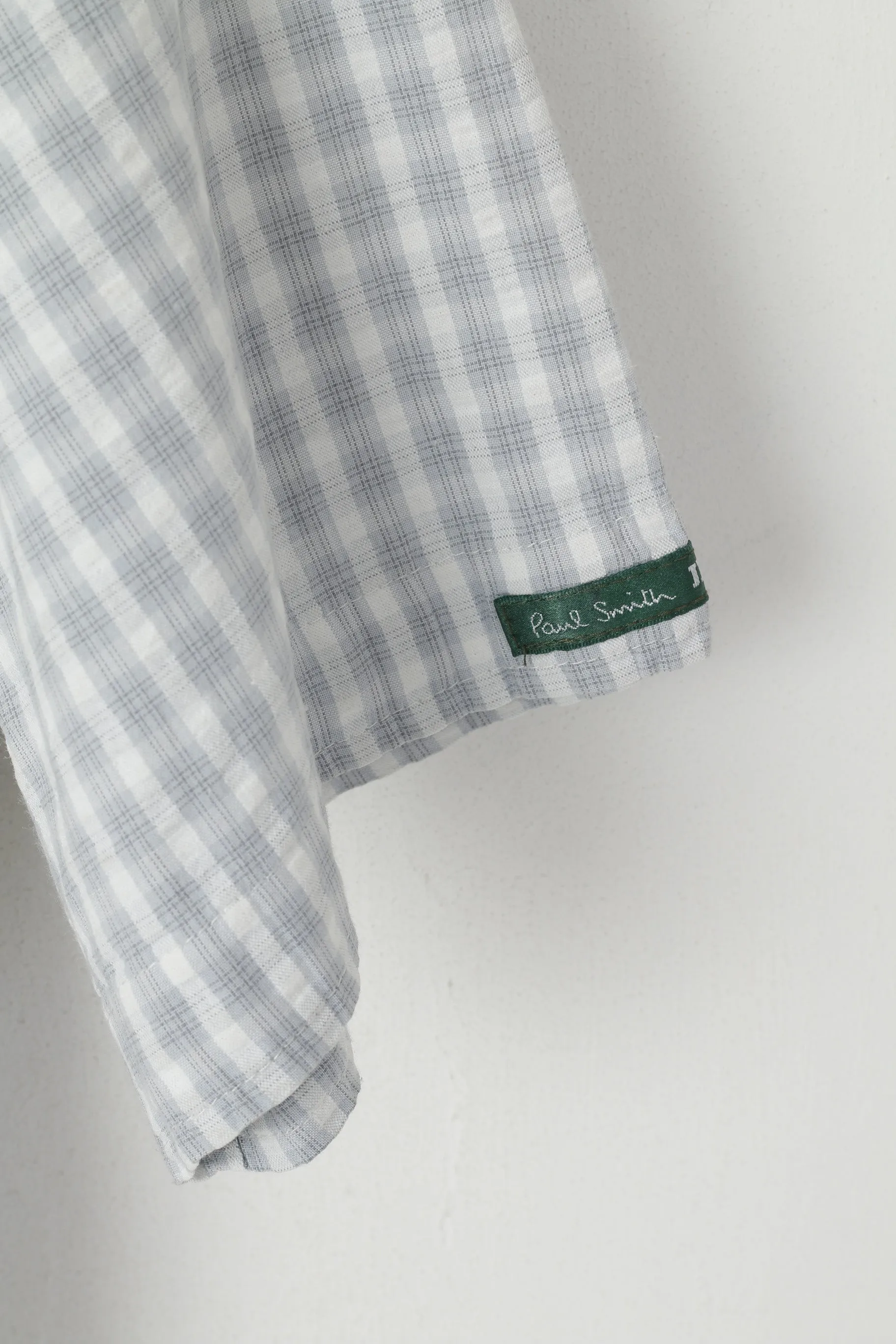 Paul Smith Jeans Men M Casual Shirt Grey Cotton  Check Short Sleeve Top