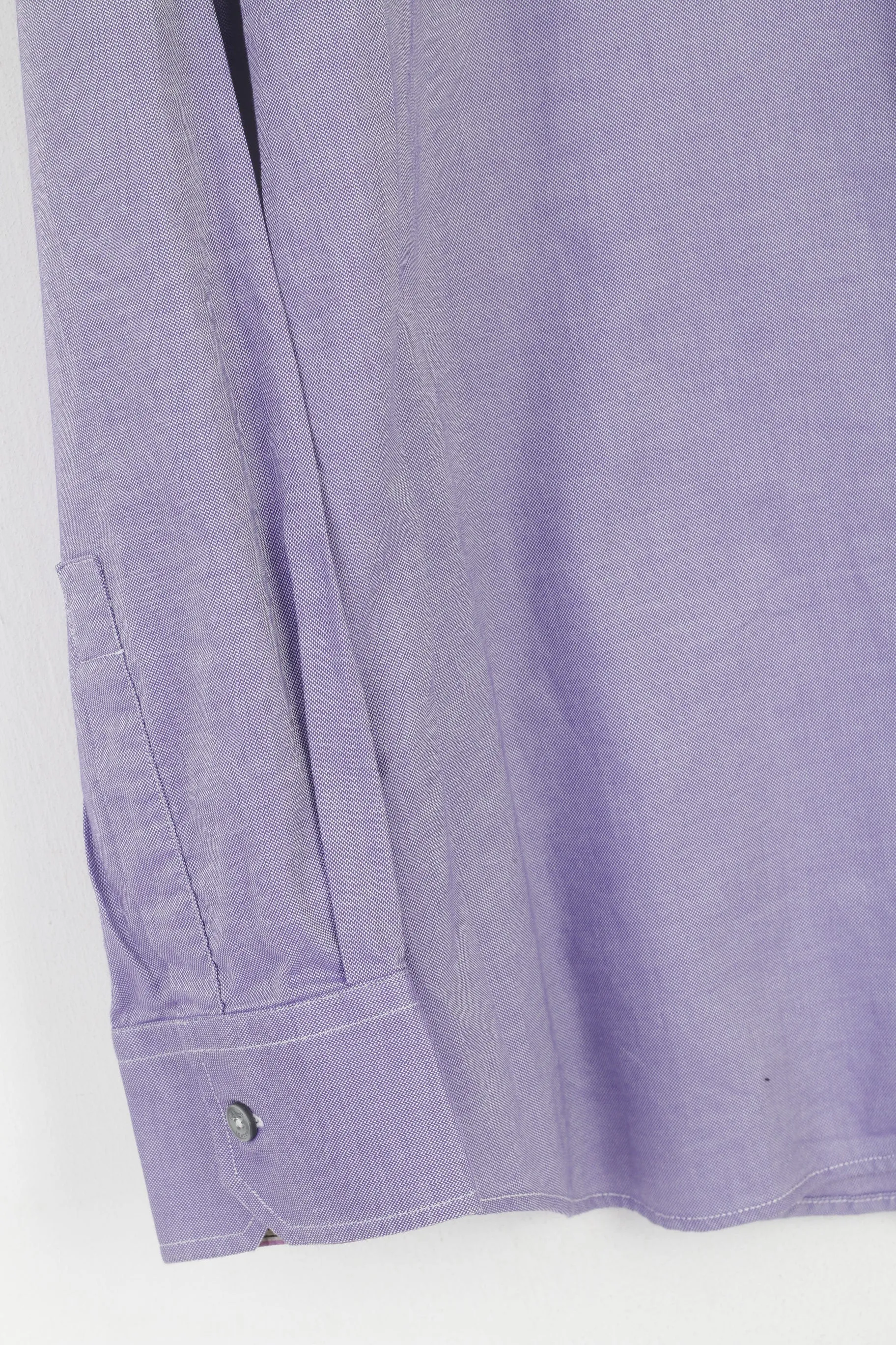 Paul Smith London Men 17.5 44 L Casual Shirt Purple Cotton Slim Fit Made in Italy Top