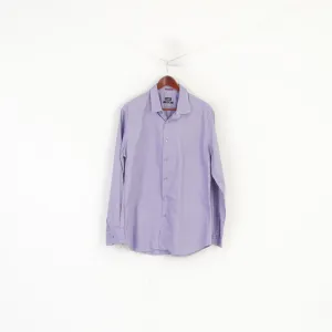 Paul Smith London Men 17.5 44 L Casual Shirt Purple Cotton Slim Fit Made in Italy Top