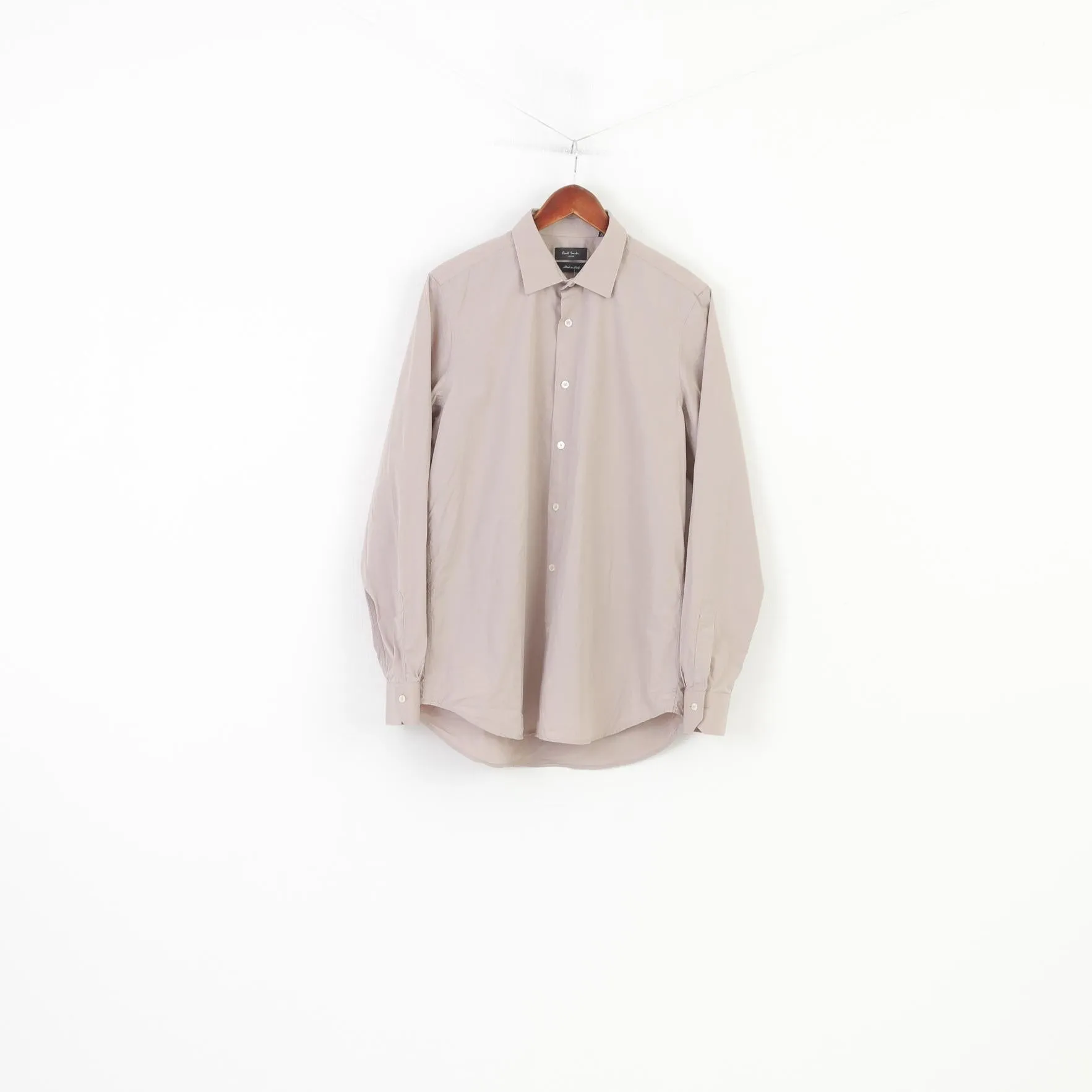 Paul Smith Men 42 16.5 L Casual Shirt Gray Cotton Italy London Long Sleeve Classic Top