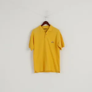 Peak Performance Men M Polo Shirt Yellow Cotton Plain Detailed Buttons Top