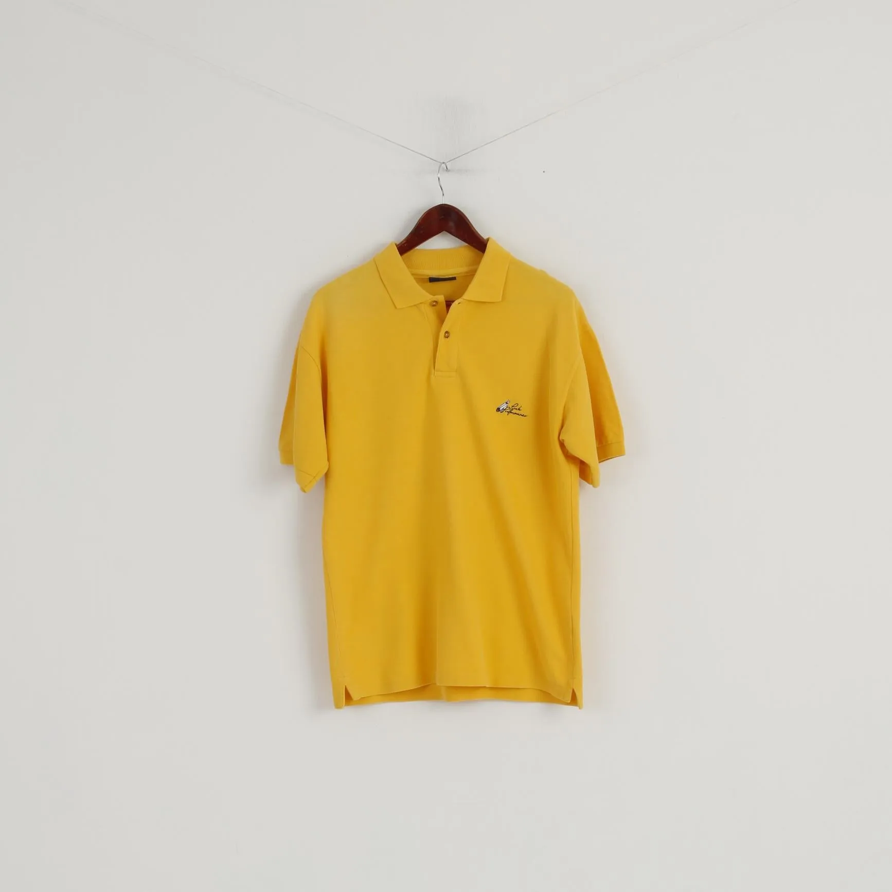 Peak Performance Men M Polo Shirt Yellow Cotton Plain Detailed Buttons Top