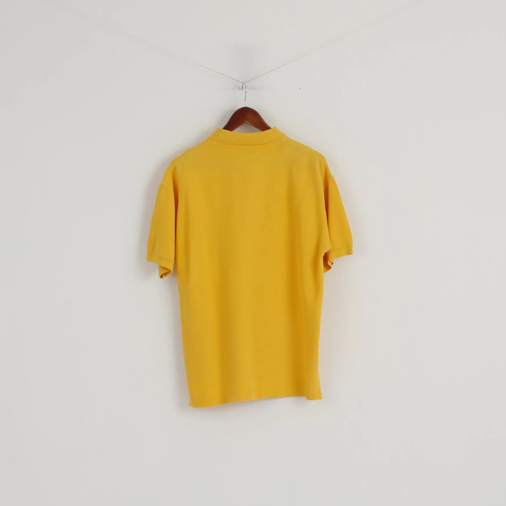 Peak Performance Men M Polo Shirt Yellow Cotton Plain Detailed Buttons Top