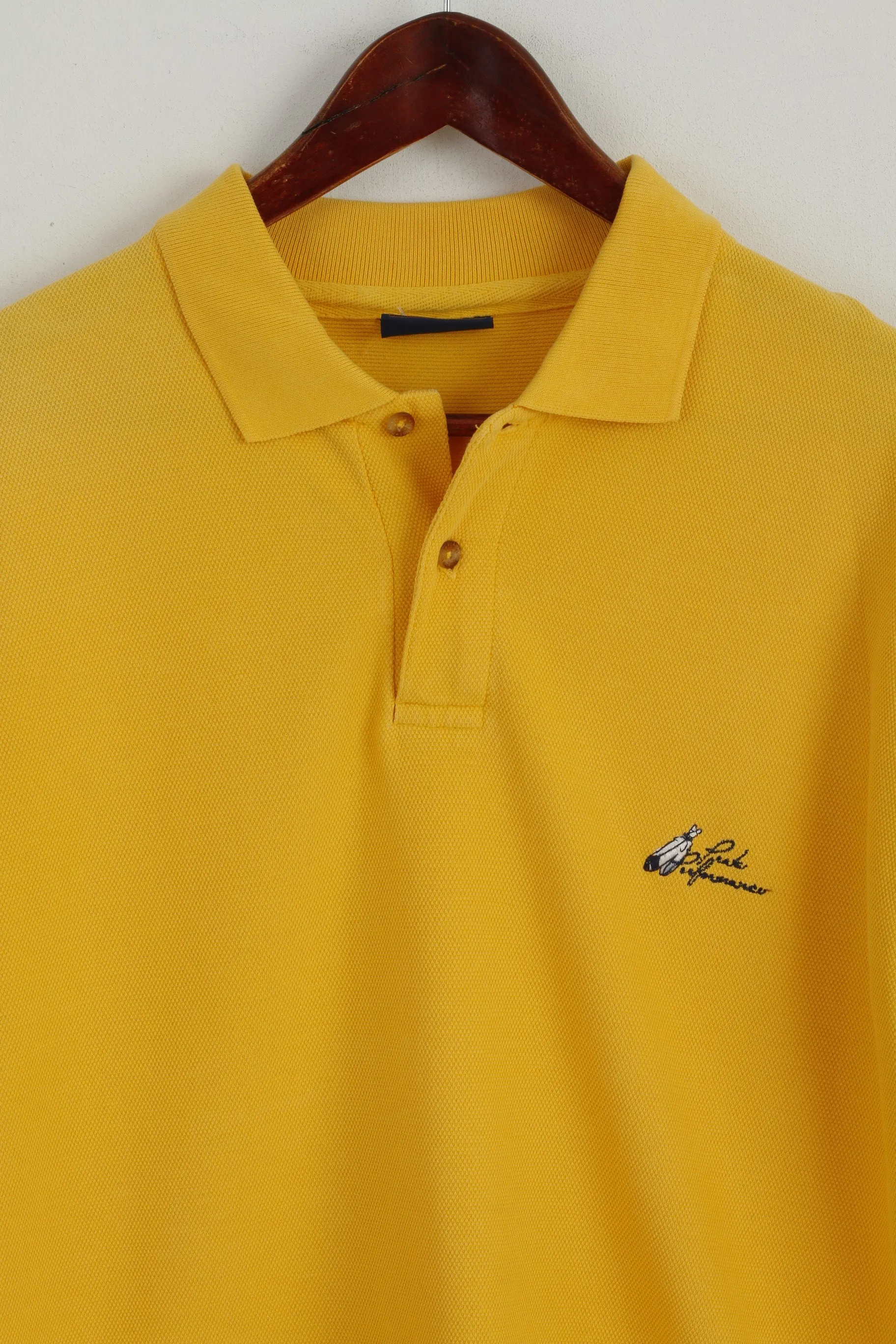 Peak Performance Men M Polo Shirt Yellow Cotton Plain Detailed Buttons Top