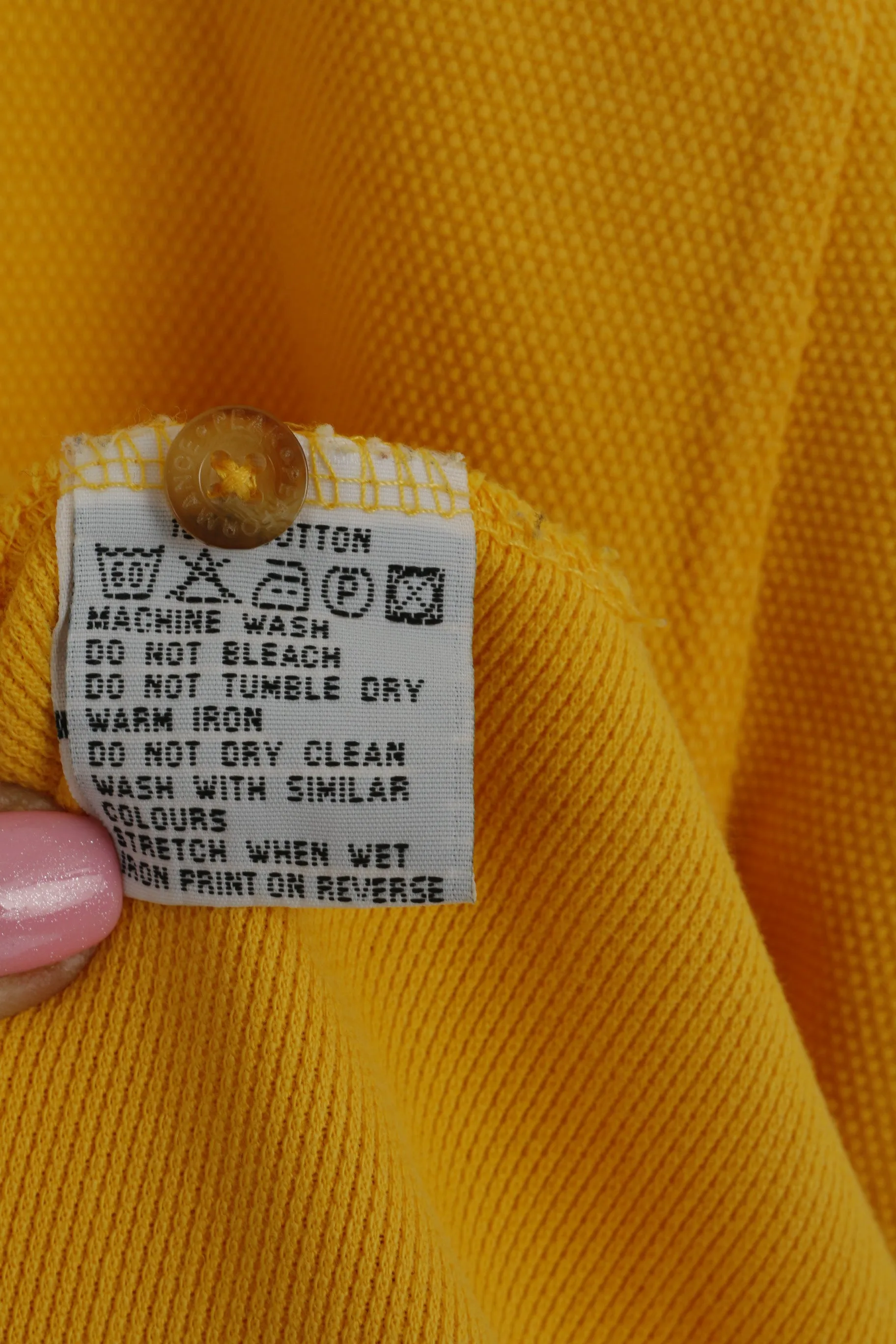 Peak Performance Men M Polo Shirt Yellow Cotton Plain Detailed Buttons Top