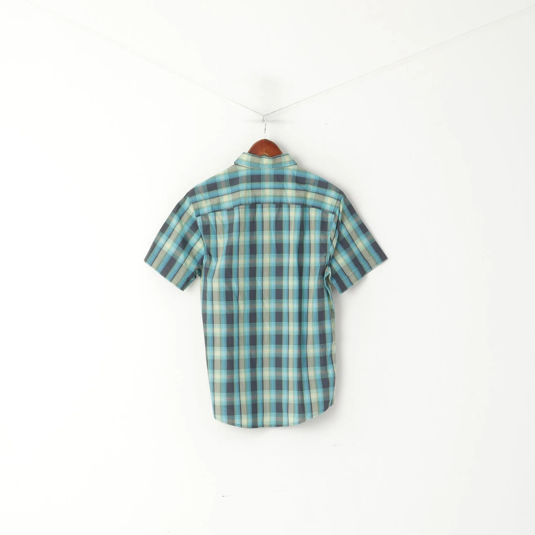 Penguin Men S Casual Shirt Blue Cotton Heritage Slim Fit Checkered Short Sleeve