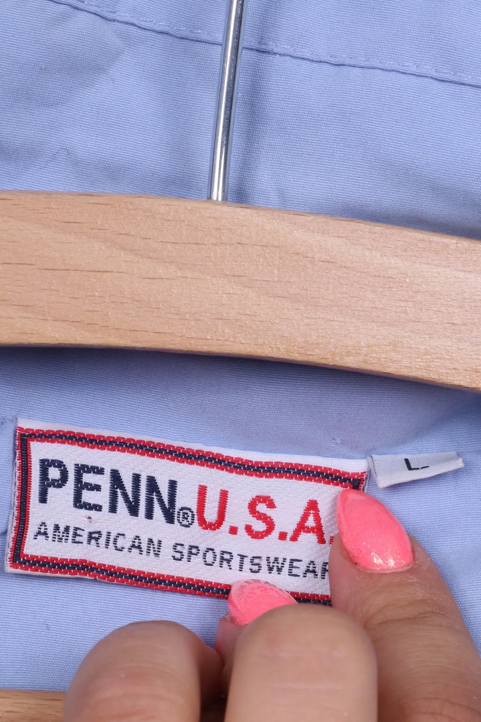 Penn U.S.A. Mens L Jacket Lightweight Full Zipper Blue American Sportswear