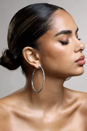 Phaedra | Silver Diamante Hoop Earrings Club L London