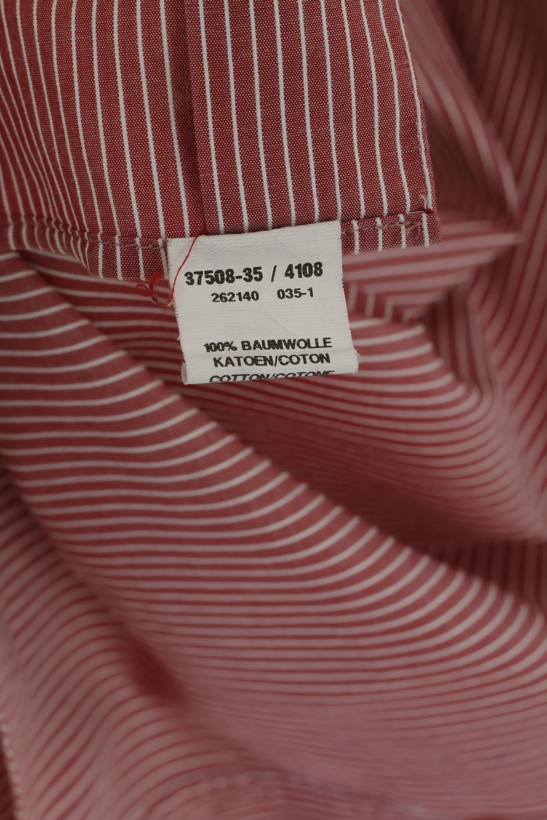 Pierre Cardin Men 42 L Casual Shirt Maroon Cotton Striped Long Sleeve Top