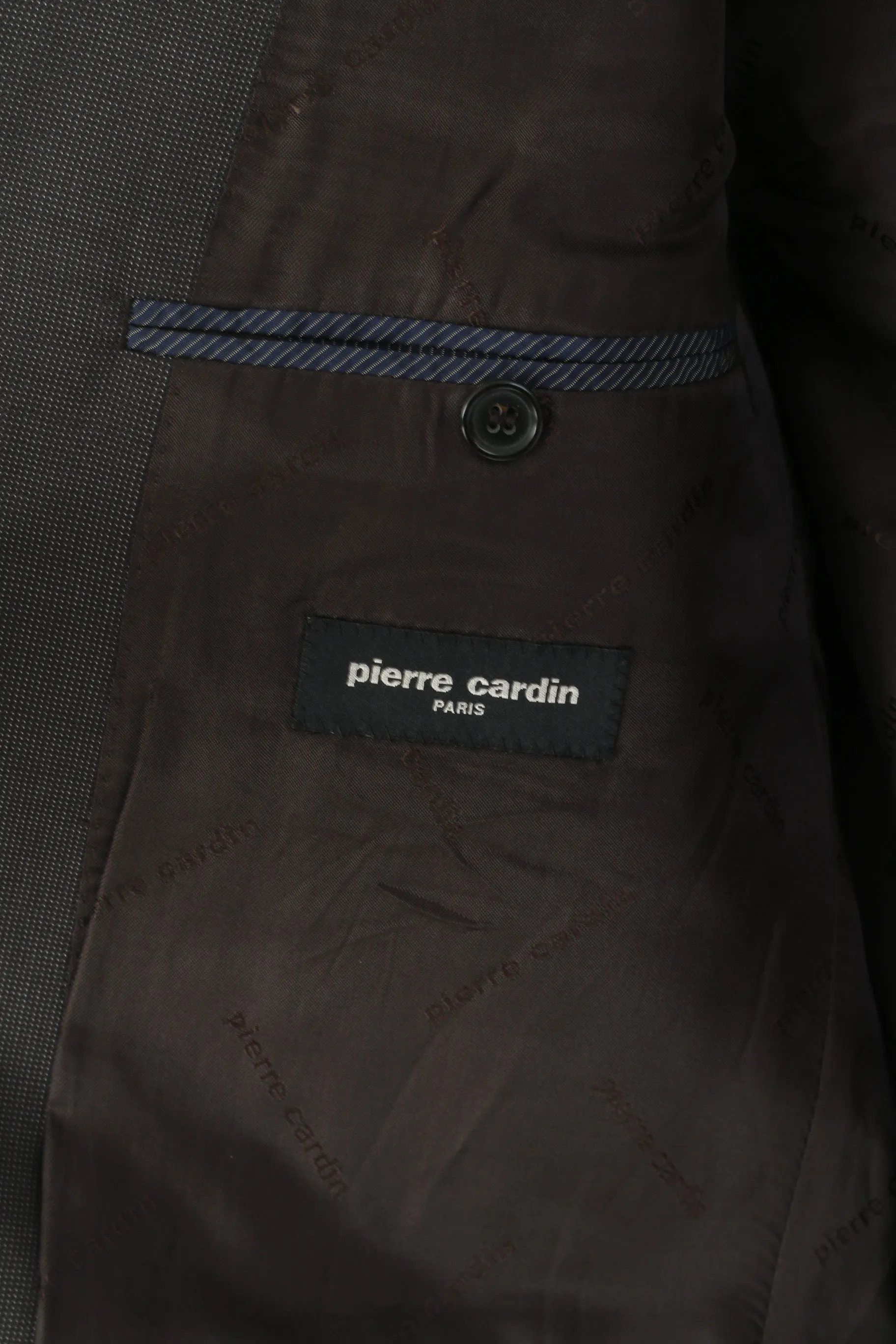 Pierre Cardin Men 52 42 Blazer Brown Silver Wool Silk Blend Single Breasted Jacket