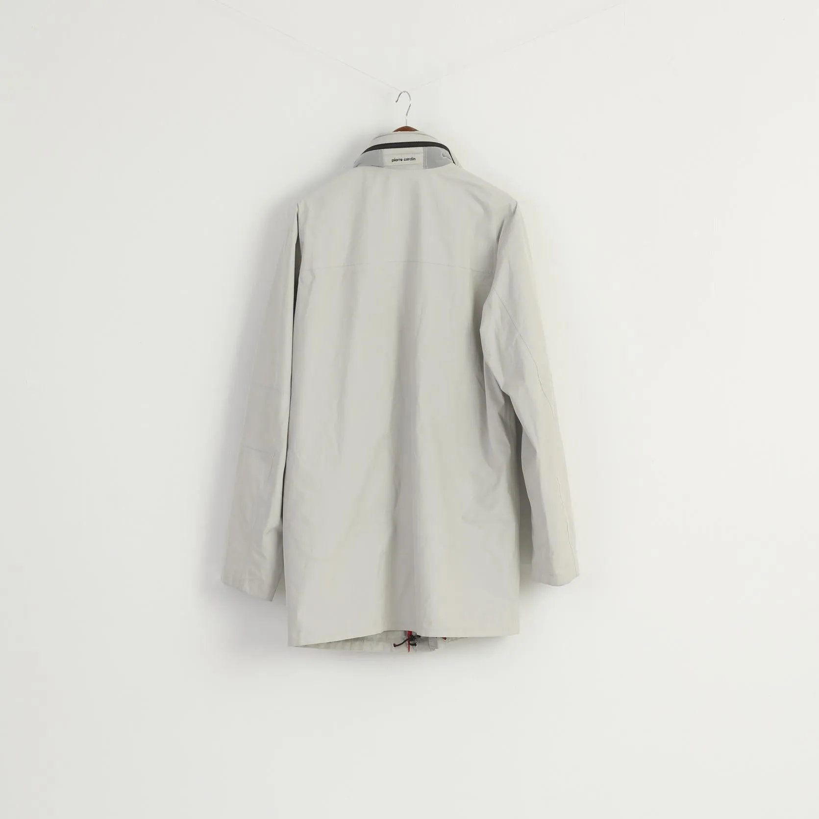 Pierre Cardin Men 54 L Jacket Gray Long Gore-Tex Hidden Hood Full Zipper Classic Top