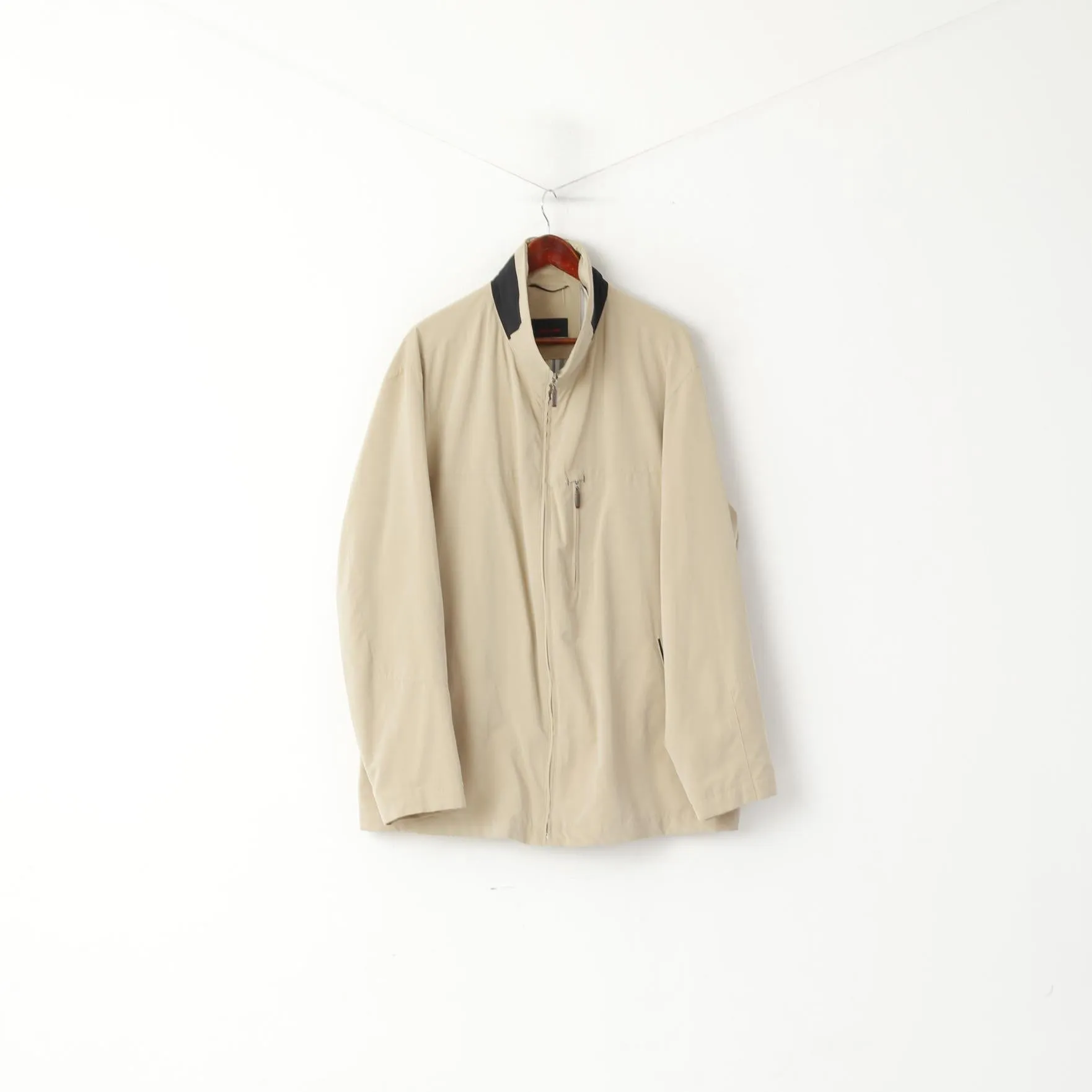 Pierre Cardin Men 58 XXL Jacket Beige Casual Lightweight Zip Up Funkcional Top