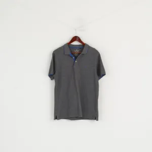 Pierre Cardin Men M Polo Shirt Grey Cotton Detailed Buttons Classic Top