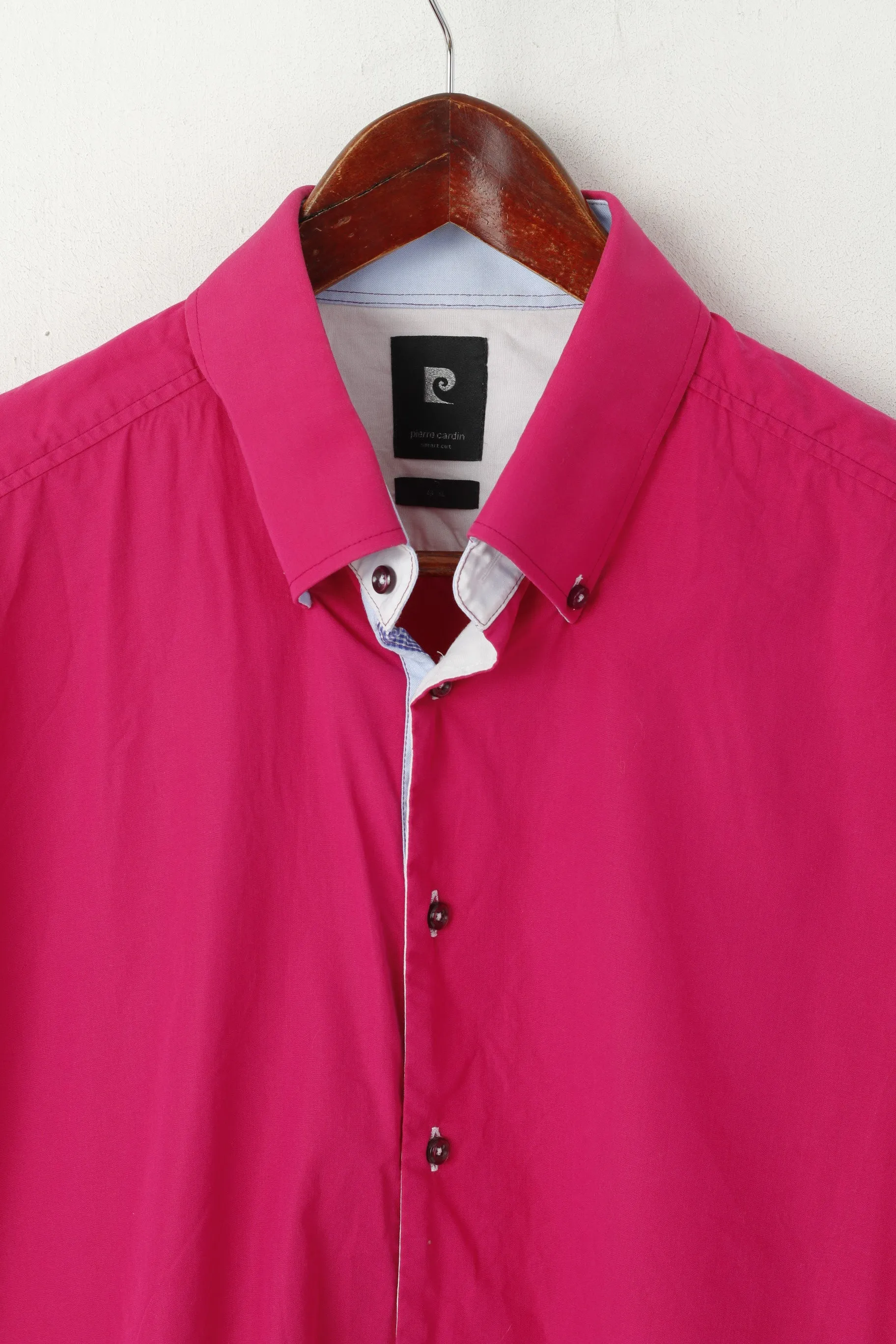 Pierre Cardin Men XL Casual Shirt Amaranth Cotton Smart Cut Button Down Collar Top