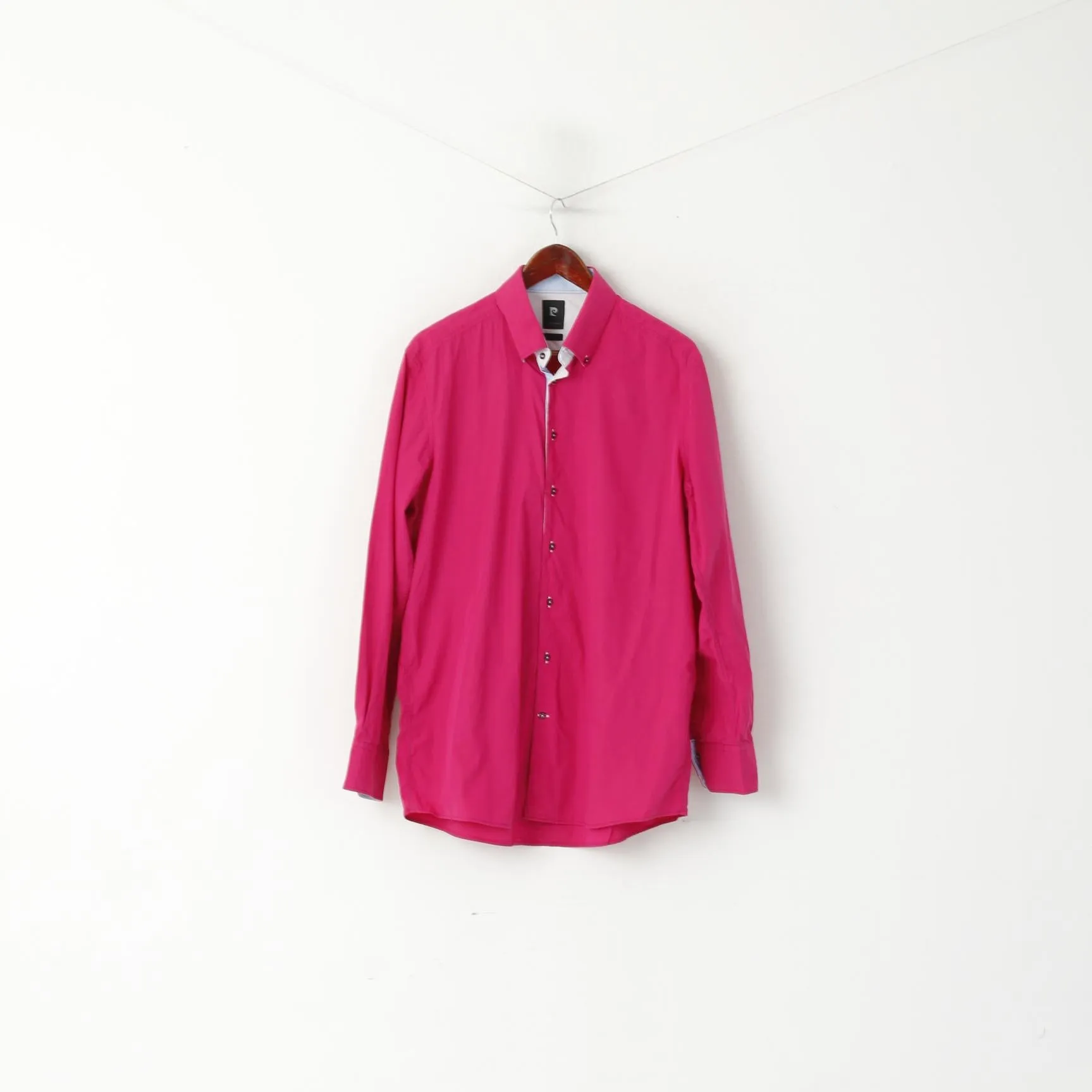 Pierre Cardin Men XL Casual Shirt Amaranth Cotton Smart Cut Button Down Collar Top