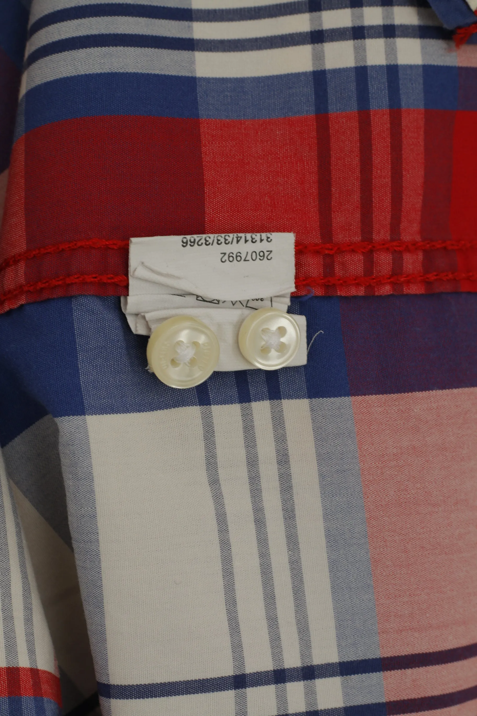 Pierre Cardin Men XL Casual Shirt French Heritage Blue Red Check Cotton Short Sleeve Top