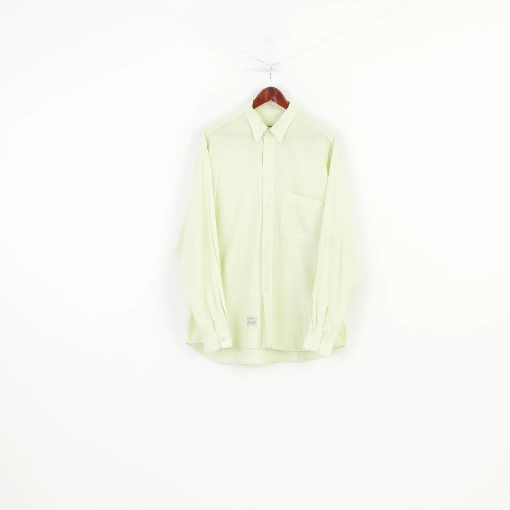 Pine Cone Men XL Casual Shirt Mint Cotton  Long Sleeve Classic Collar Top